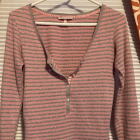 Victoria Secret Scoop Neck, Henley striped waffle top - Picture 5 of 7